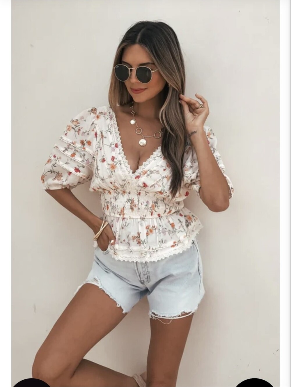 Dress Forum Petal Bloom Floral Smock Top - Cream S